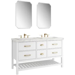 Kale Grandhome 140 Cm Mat Beyaz-Pallisandro Banyo Dolabı Takımı (Mat Altın Kulp) görsel 1