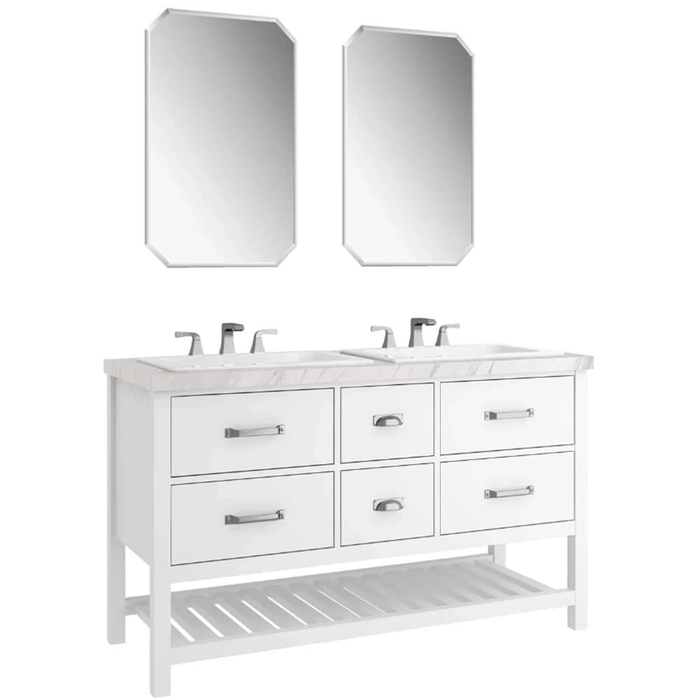 Kale Grandhome 140 Cm Mat Beyaz-Pallisandro Banyo Dolabı Takımı (Mat Krom Kulp)