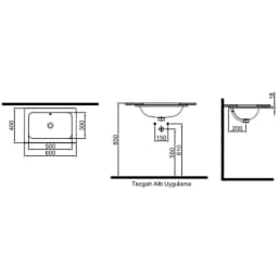 Kale Idea 2.0 60x40 Cm Tezgah Altı Lavabo görsel 2