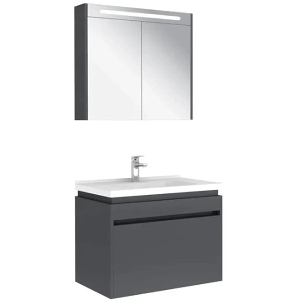 Kale Idea 2.0 80 Cm Parlak Antrasit Tek Çekmeceli Banyo Dolabı Takımı 610100200491
