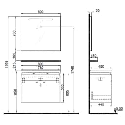 Kale Idea 2.0 80 Cm Pasifik A Tek Çekmeceli Banyo Dolabı Takımı 610100200504 görsel 2