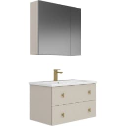Orka Milazzo 80 Cm Calisto Banyo Dolabı Takımı (Altın Kulp) - 5008259 görsel 1