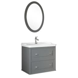 Kale Miro 100 Cm Mat Gri Banyo Dolabı Takımı görsel 1