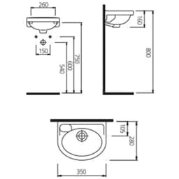 Kale Optimum 35x28 Cm Armatür Deliksiz Lavabo görsel 2
