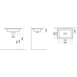 Kale Solid 60x40 Cm Tezgah Altı Lavabo görsel 2