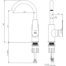 Kale Tandem Döner Borulu Gun Grey Lavabo Bataryası görsel 2