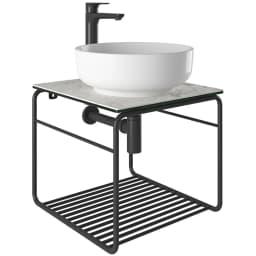 Kale Volo 45 Cm Yuvarlak Beyaz Lavabolu Metal Banyo Mobilya Seti görsel 1