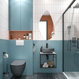 Kale Volo 45 Cm Yuvarlak Mat Antrasit Lavabolu Metal Banyo Mobilya Seti görsel 2