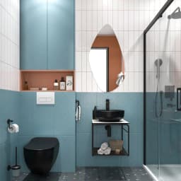 Kale Volo 45 Cm Yuvarlak Siyah Lavabolu Metal Banyo Mobilya Seti görsel 2