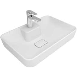 Kale Zero 2.0 60x40 Cm Ada Armatür Bantlı Mat Beyaz Dikdörtgen Çanak Lavabo görsel 1