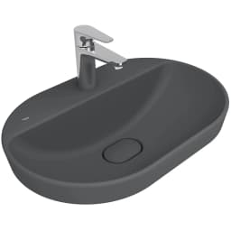 Kale Zero 2.0 60x40 Cm Mat Antrasit-Gri Yarı Gömme Oval Lavabo görsel 1
