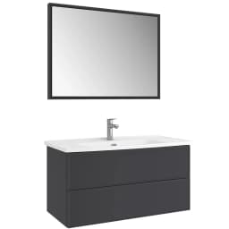 Kale Zeta 100 Cm Mat Antrasit Banyo Dolabı Takımı görsel 1
