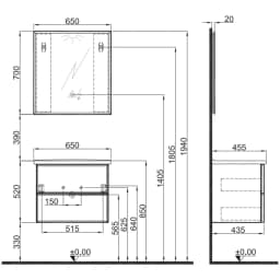 Kale Zeta 65 Cm Mat Beyaz Banyo Dolabı Takımı görsel 2