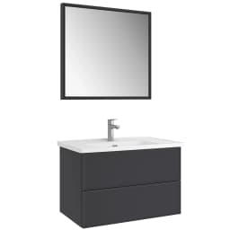 Kale Zeta 80 Cm Mat Antrasit Banyo Dolabı Takımı görsel 1