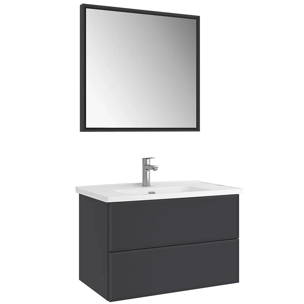 Kale Zeta 80 Cm Mat Antrasit Banyo Dolabı Takımı