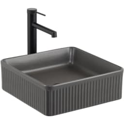 Lena E-W1003MF 37 Cm Kare Mat Füme Tezgah Üstü Lavabo görsel 1