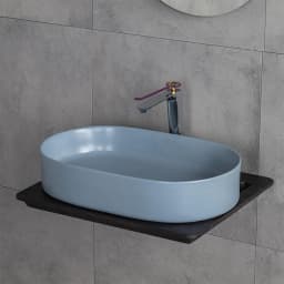 Lena E-W1202MM 60x37 Cm Mat Mavi Tezgah Üstü Lavabo görsel 2