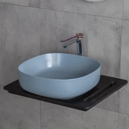 Lena E-W1203MM 44 Cm Mat Mavi Kare Tezgah Üstü Lavabo görsel 2