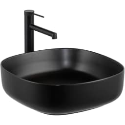 Lena E-W1203MS 44 Cm Mat Siyah Kare Tezgah Üstü Lavabo görsel 1
