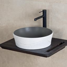 Lena E-W1502MKG 40x40 Cm Mat Koyu Gri-Beyaz Tezgah Üstü Lavabo görsel 2