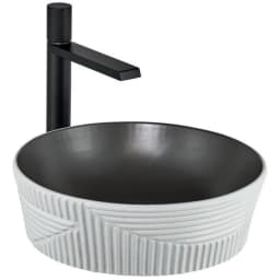 Lena E-W1502MKG 40x40 Cm Mat Koyu Gri-Beyaz Tezgah Üstü Lavabo görsel 1