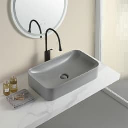 Lena EY-4730MG 60x38 Cm Mat Gri Tezgah Üstü Lavabo görsel 2
