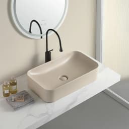 Lena EY-4730MK 60x38 Cm Mat Cappucino Tezgah Üstü Lavabo görsel 2