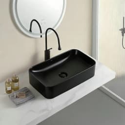 Lena EY-4730MS 60x38 Cm Mat Siyah Tezgah Üstü Lavabo görsel 2