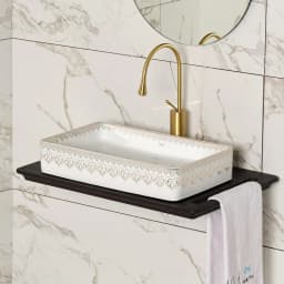 Lena EY-7034 Beyaz-Altın Tezgah Üstü Lavabo görsel 2