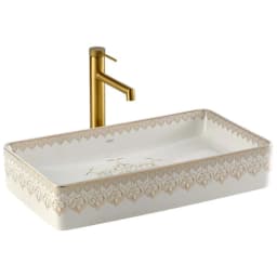 Lena EY-7034 Beyaz-Altın Tezgah Üstü Lavabo görsel 1