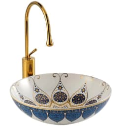 Lena EY-7051 Mavi-Beyaz Tezgah Üstü Lavabo görsel 1