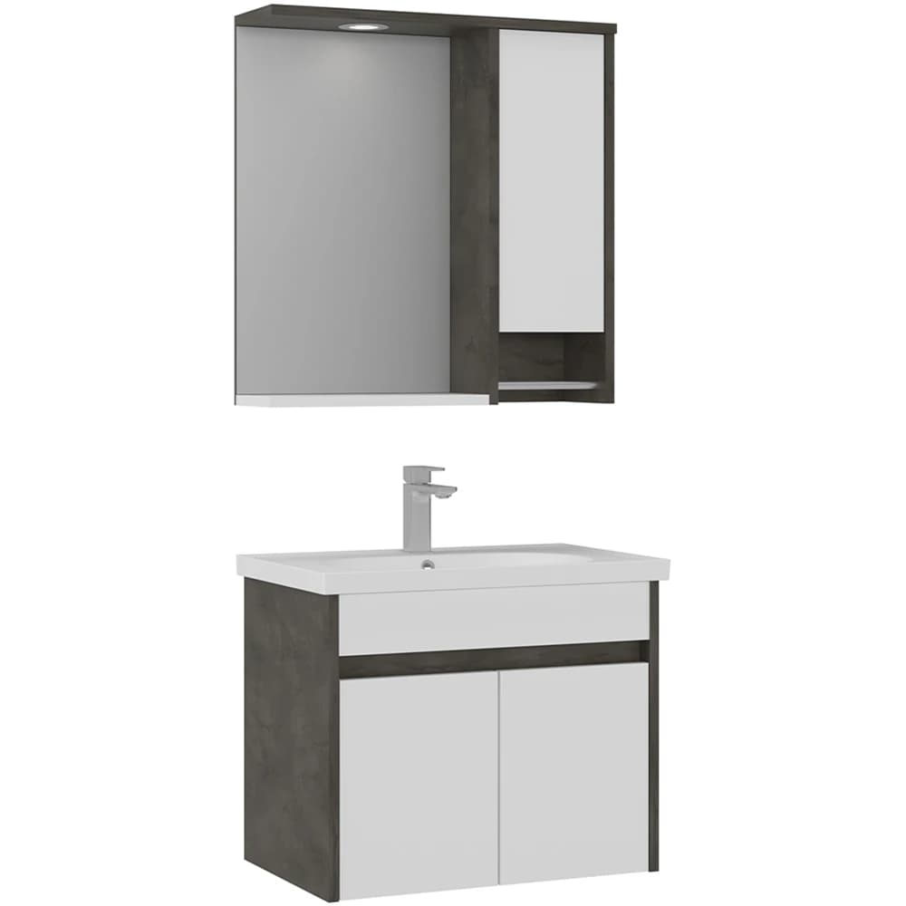 Orka Aydos 65 Cm Retro Gümüş Banyo Dolabı Takımı