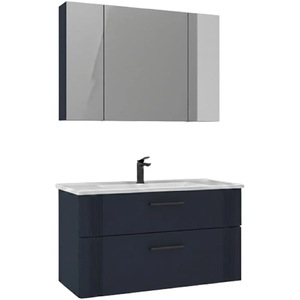 Orka Bari 100 Cm Mat Lacivert Banyo Dolabı Takımı - 5007156