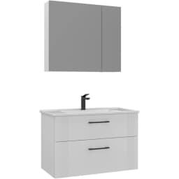 Orka Bari 85 Cm Mat Beyaz Banyo Dolabı Takımı - 5006588 görsel 1