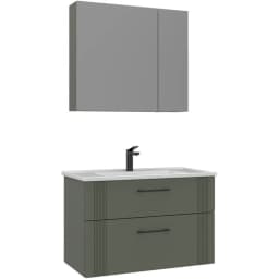 Orka Bari 85 Cm Mat Yeşil Banyo Dolabı Takımı - 5006589 görsel 1