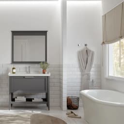 Orka Bastle 100 Cm Mat Gri Banyo Dolabı Takımı görsel 2