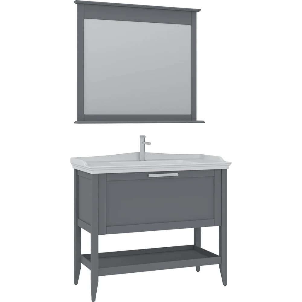 Orka Bastle 100 Cm Mat Gri Banyo Dolabı Takımı