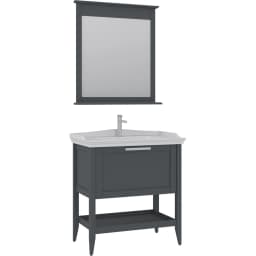 Orka Bastle 80 Cm Mat Antrasit Banyo Dolabı Takımı görsel 1