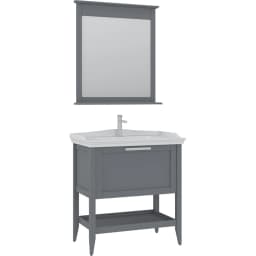 Orka Bastle 80 Cm Mat Gri Banyo Dolabı Takımı görsel 1