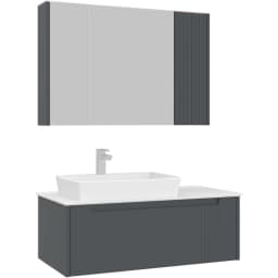Orka Biella 100 Cm Mat Antrasit Banyo Dolabı Takımı - 5009888 görsel 1