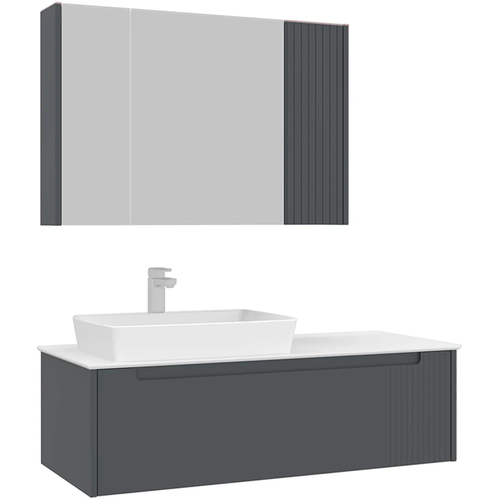 Orka Biella 120 Cm Mat Antrasit Banyo Dolabı Takımı - 5009900
