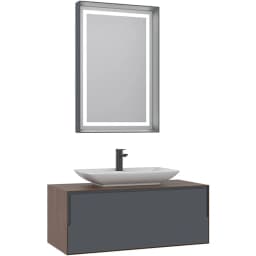 Orka Craft 100 Cm Ceviz-Antrasit Banyo Dolabı Takımı - 5003430 görsel 1