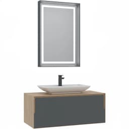 Orka Craft 100 Cm Meşe-Antrasit Banyo Dolabı Takımı - 5003431 görsel 1