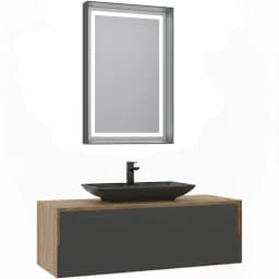 Orka Craft 120 Cm Meşe-Antrasit Banyo Dolabı Takımı - 5000146 görsel 1