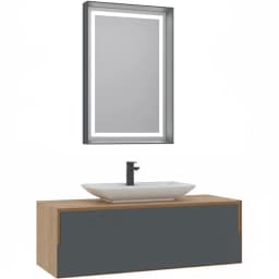 Orka Craft 120 Cm Meşe-Antrasit Banyo Dolabı Takımı - 5003433 görsel 1