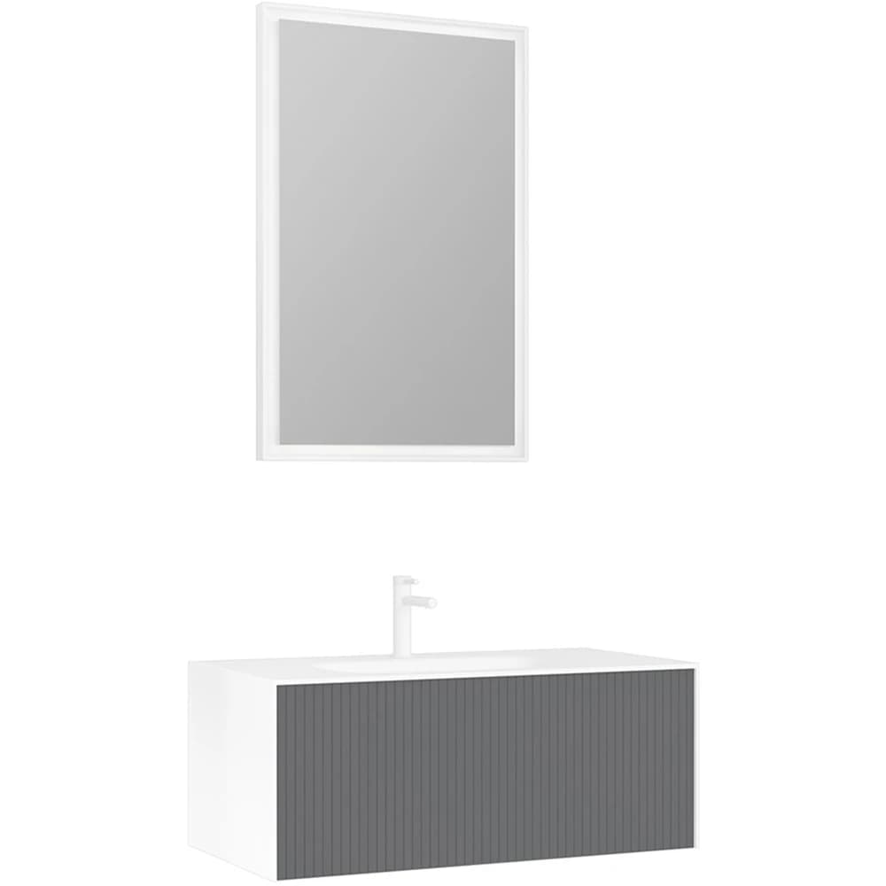 Orka Cube 100 Cm Mat Gri Banyo Dolabı Takımı