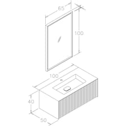 Orka Cube 100 Cm Mat Lacivert Banyo Dolabı Takımı görsel 3