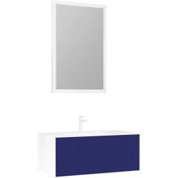 Orka Cube 100 Cm Mat Lacivert Banyo Dolabı Takımı görsel 1