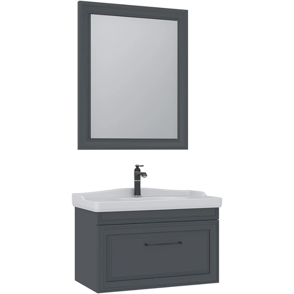 Orka Design 85 Cm Mat Antrasit Banyo Dolabı Takımı