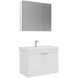 Orka Desna 90 Cm Mat Beyaz Banyo Dolabı Takımı - 5007925 görsel 1